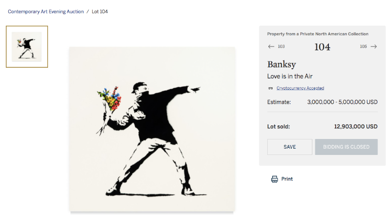 Sotheby’s Banksy auction rakes in $13 million